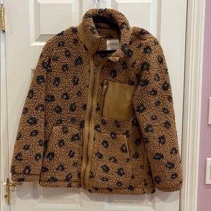 Abercrombie Brown Sherpa Jacket with Black Pattern